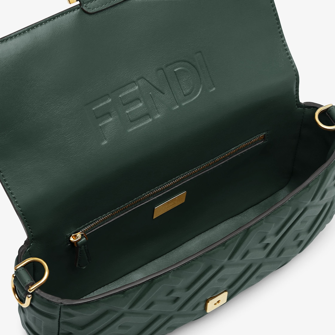 FENDI Baguette® Dark green leather bag - Image 3